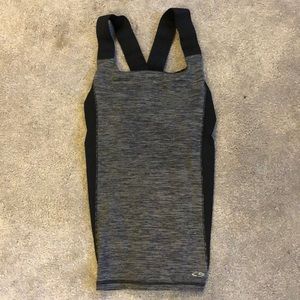 Black and gray Razorback workout tank